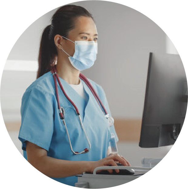 nurse at computer