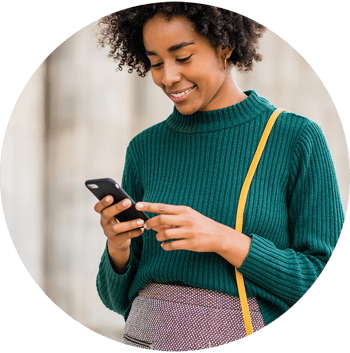 woman texting-circle